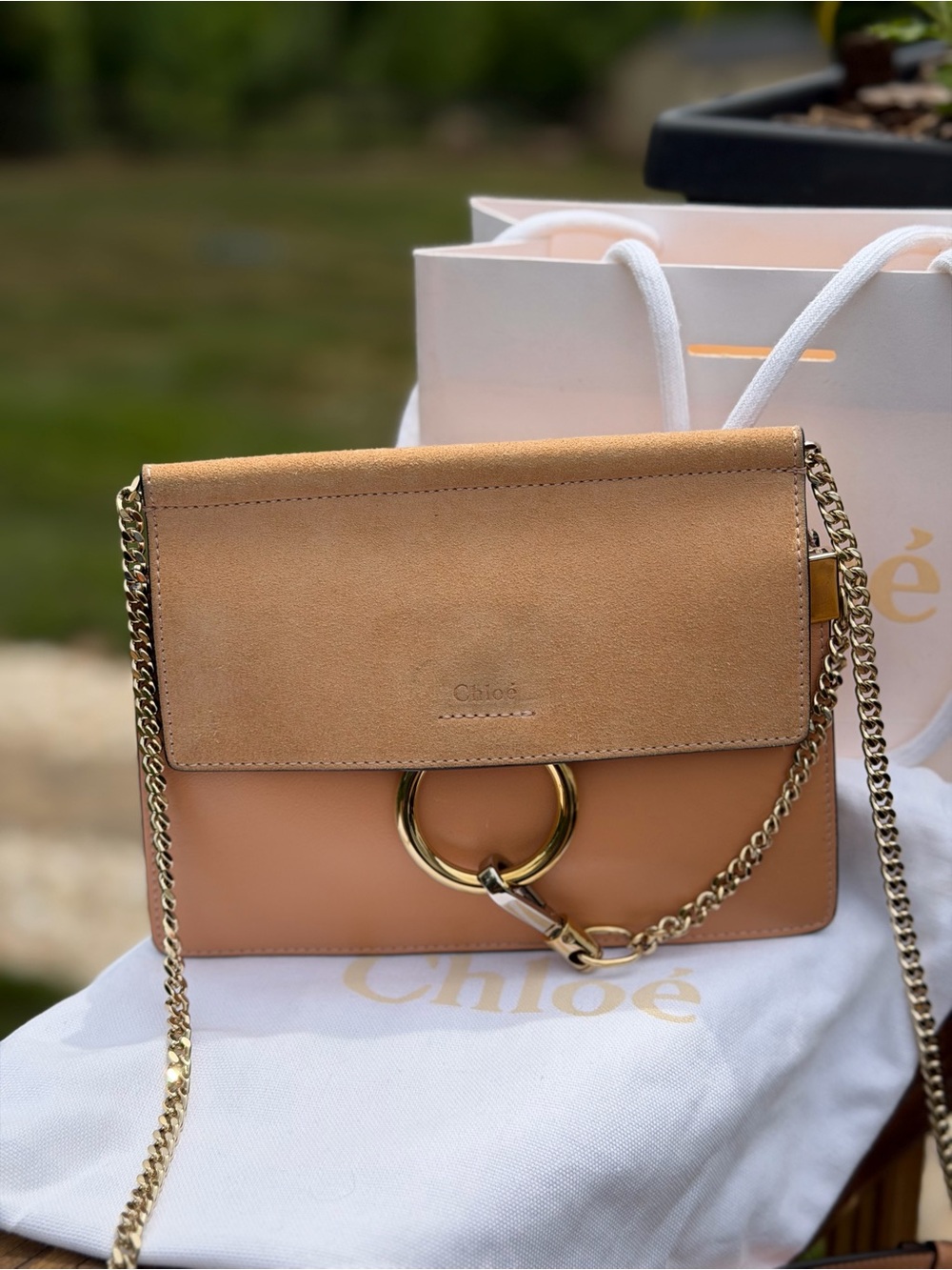 Chloé Faye Mini Shoulder Bag / Wallet on Chain – Blush Pink